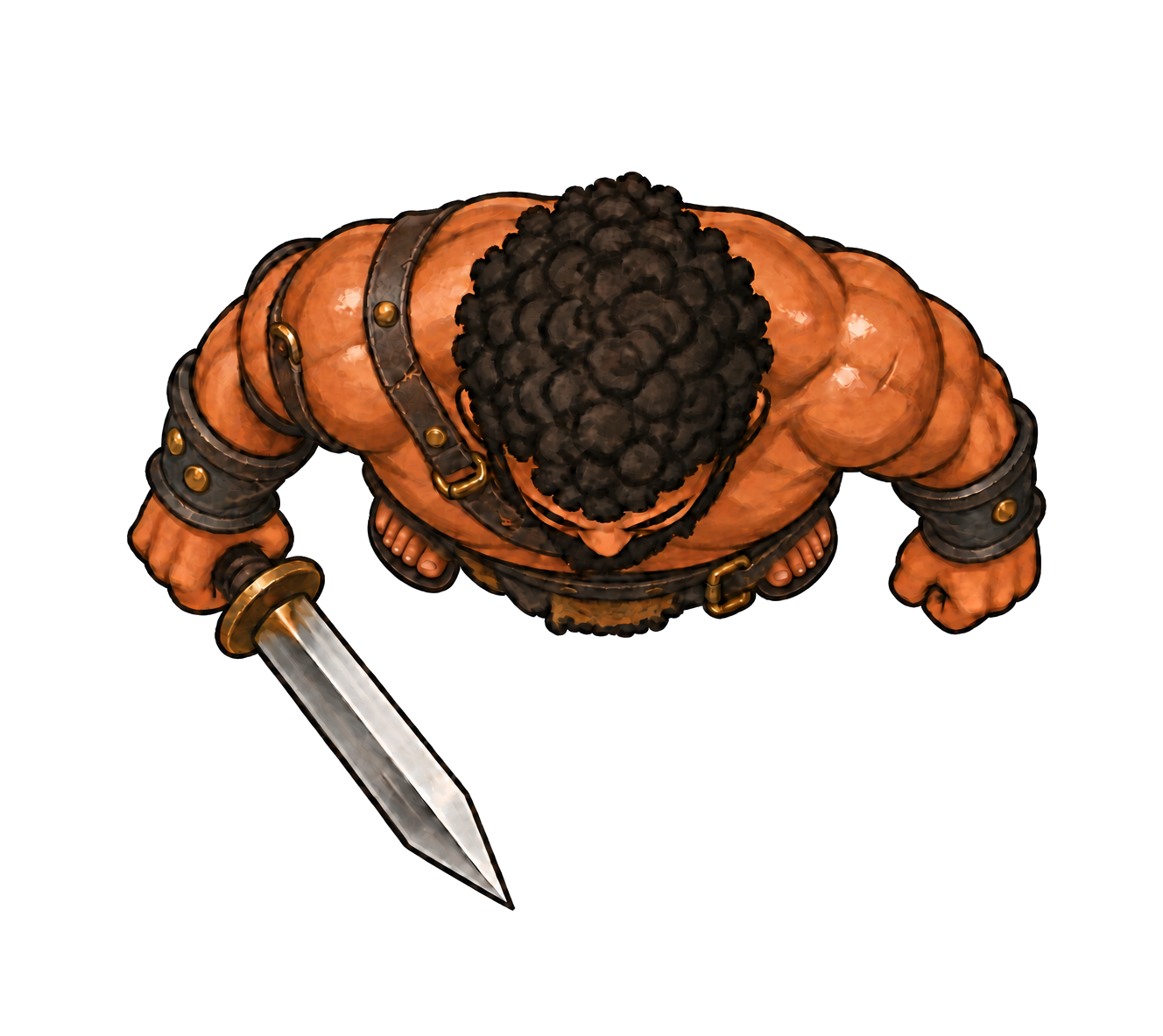 Top-down view of Maximus with gladius